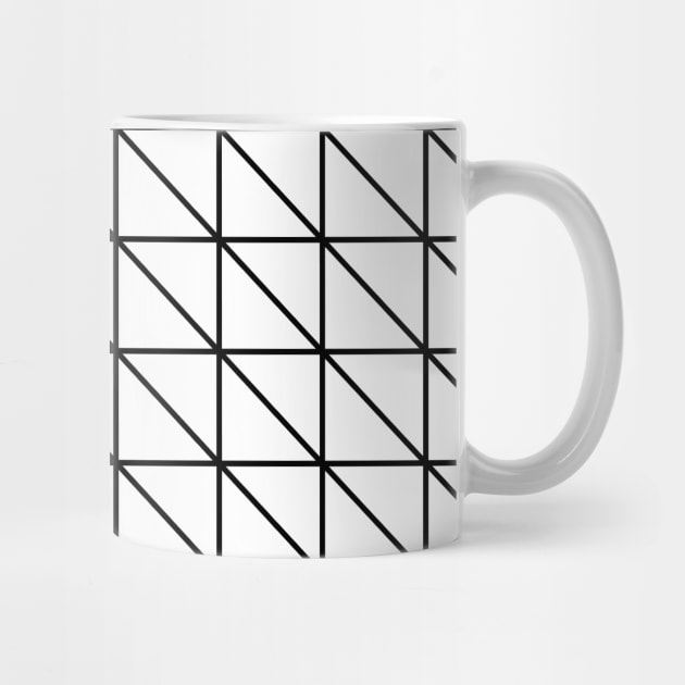 Black and White Triangle Minimal Grid Lines Geometric Pattern by love-fi